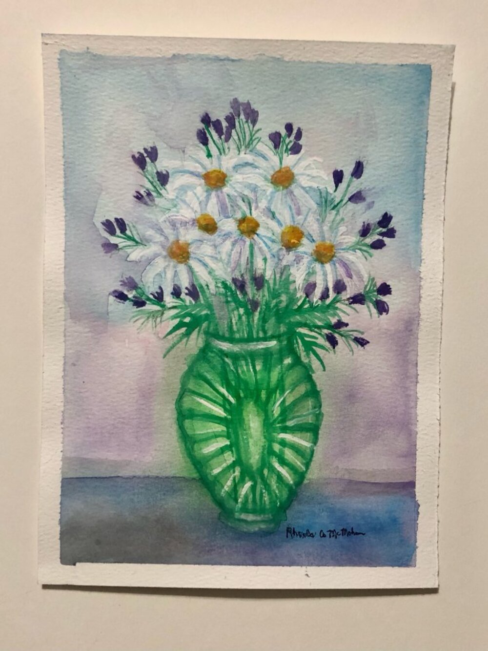 Daisies in a Vase Watercolor Painting